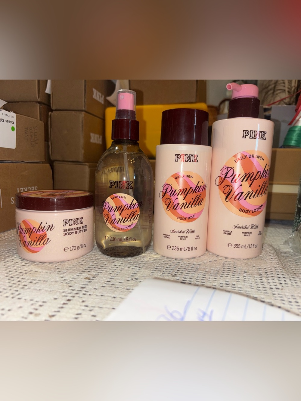 (Inventory 64) PINK Victoria's Secret Pumpkin Vanilla Body Milk set